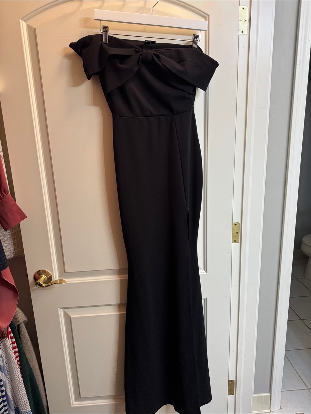 Windsor Black Strapless Gown with Bow Detail